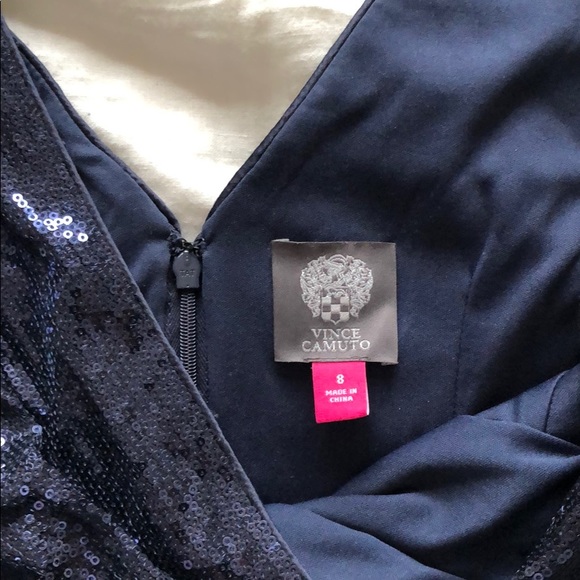 Vince Camuto Navy Sequin Gown - Picture 2 of 4